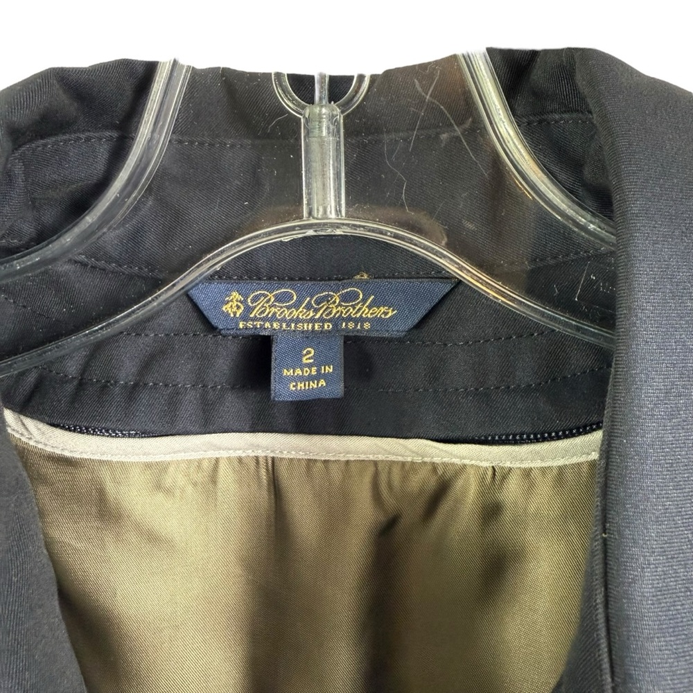 Brooks Brothers Double-Breasted Belted Cotton Twill Trench Coat - Navy, 2 - Picture 4 of 6